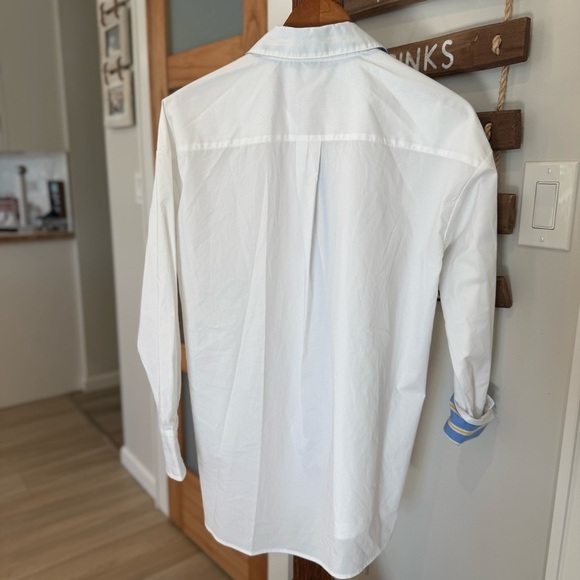 J.McLaughlin‎ Ermine Cotton Stretch Contrast Poplin Button White Blouse S NWOT - Picture 8 of 14